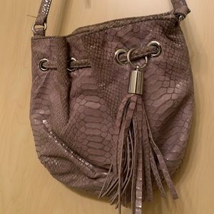 Michael Kors Snakeskin Ring Tote Crossbody Bag Handbag Gray Shoulder Purse MK